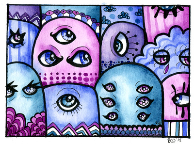 All Eyes design illustration traditional art watercolor