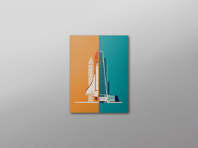 Trek up the Tower illustration design first national bank first national bank illustration poster race shuttle spaceship tower vector