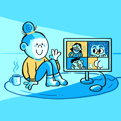 Digital Happy Hour cartoon doodle drawing illustration quarantine work from home zoom meeting