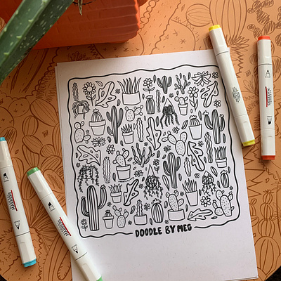 Downloadable Coloring Pages 2020 cactus color colorful coloring book coloring page design doodle drawing etsy illustration plants procreate quarantine typography