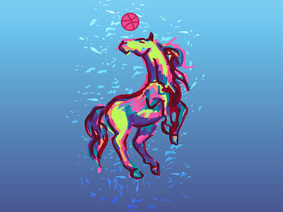 Hello Dribbble animal color debut dribbble dribbble invite energy equestrian equine first shot firstshot gradient horse illustration illustrator invite neon pony ride sport