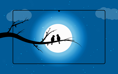 Night sky Vector Illustration with Silhouette Moonlight art artwork bird illustration birds gradient graphic graphicdesign illustration illustration art mockup modern moonlight moonshine night nightlife silhoutte trending ui design uiux uxdesign