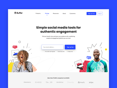 buffer homepage brand identity branding buffer characters conversion customer doodle homepage homepage design landing page marketing people platform social media ux website