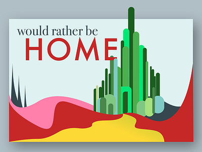 Weekly Warm-Up | Emerald City Postcard challenge design dribbbleweeklywarmup emerald city illustration lineart oz postcard typography weekly challenge weekly warm up wizard of oz