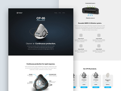 WIP: N95 mask marketing site blue continuous composites covid cp 95 cp95 marketing mask minimal modern n 95 n95 solo page web web design work in progress