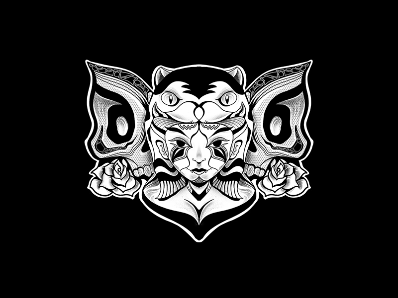 morrita animation design art girl character halftone illsutration photoshop tattoo design