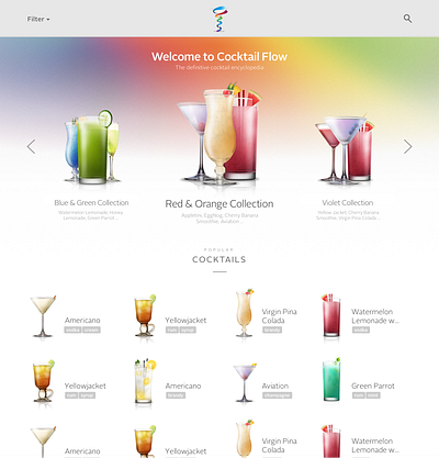 CocktailFlow website final screens