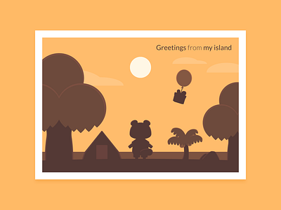 Animal Crossing Postcard adobe illustrator animal crossing dribbbleweeklywarmup illustration illustrator nook postcard vector weekly warm up weeklywarmup