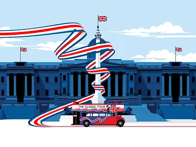 The Classic Tour big bus branding bus design illustration landmarks london marianna orsho mariannaorsho national gallery nelsons column red bus routemaster tourism ui ux vector visual identity website webstie design