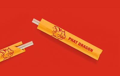 Phat Dragon Chopsticks chinese chop sticks dragon food logo phat red restaurant yellow