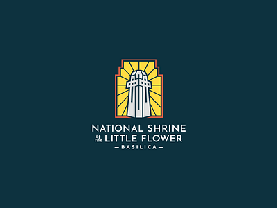 Brand for the National Shrine of the Little Flower Basilica basilica branding catholic little flower logo long name shrine tower