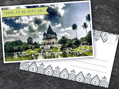 Puthia Temple Postcard / Weekly Warm-up No. 31 bangladesh dribbbleweeklywarmup postcard postcard design puthia temple sketch travel weekly challenge weekly warmup
