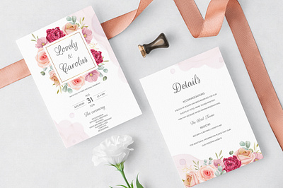 Beautiful Wedding Invitation Card Template anniversary art background beautiful beauty border card celebration ceremony decoration decorative design elegant floral flower frame graphic greeting illustration invitation