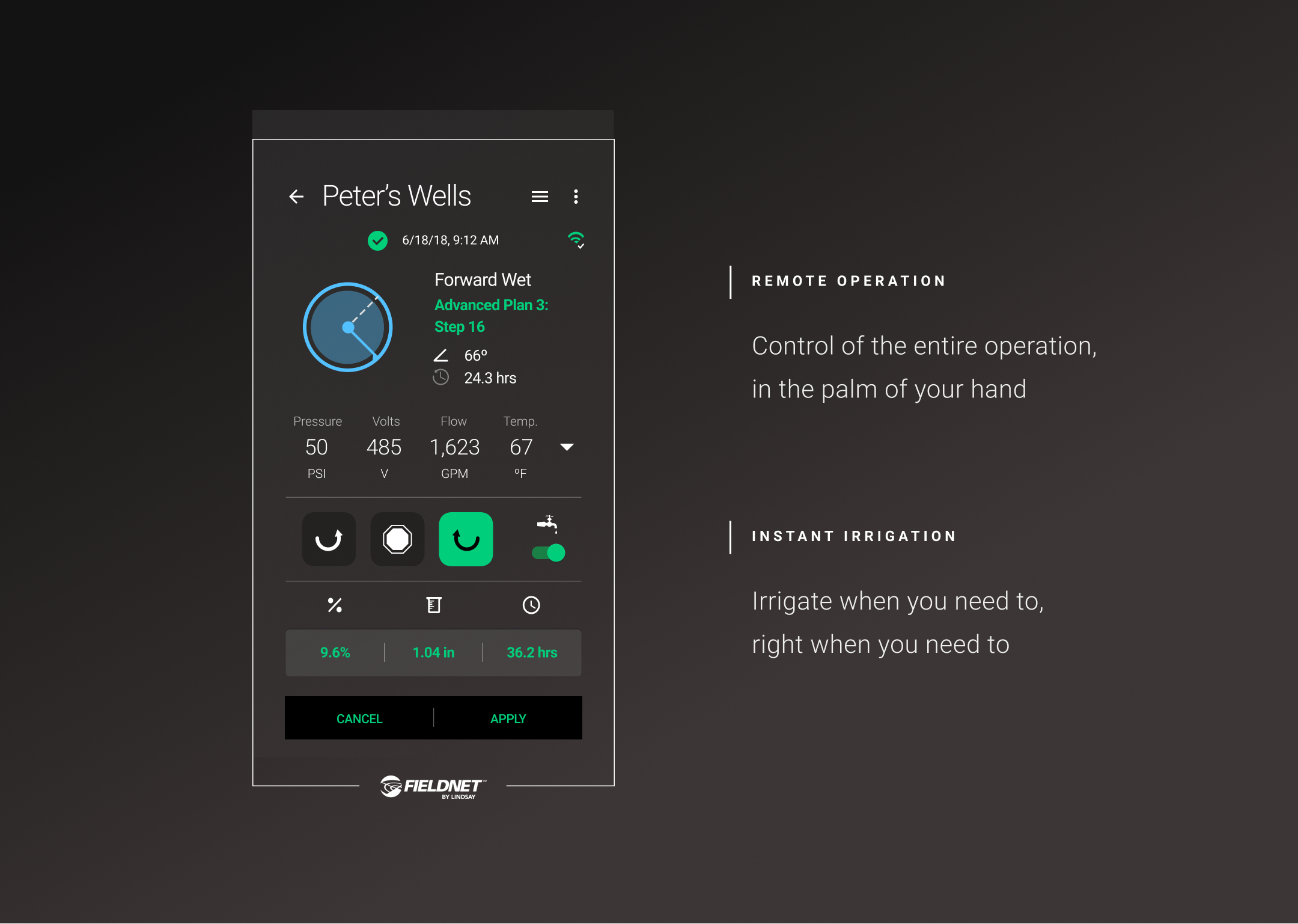 Example of Irrigation Remote Control App
