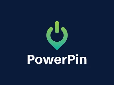 PowerPin Logo app application branding icon identity illustration local location locator logo map mark minimal negative space pin pointer power powerpin symbol website