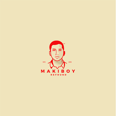 Maki-Boy LOGO branding design drawing gold illustration logo red typography ui vector