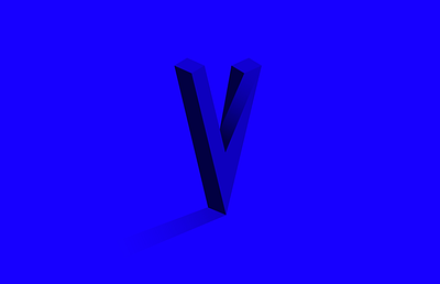 Just a 'V' blue dimensional letter shadows spacial twist v
