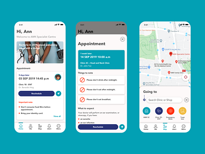 Hospital app UI concept app appointment booking clinic hospital hospital app map ui ux