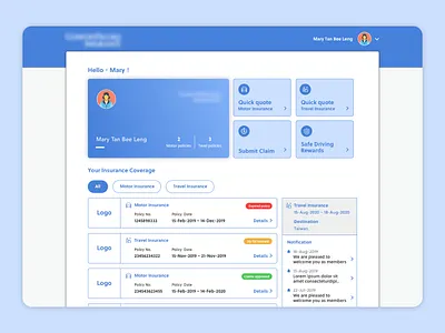 Insurance Website Concept card dailyui dashboard insurance ui uiux web