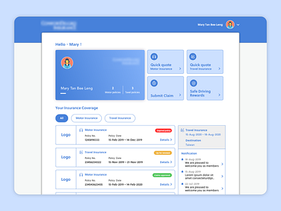 Insurance Website Concept card dailyui dashboard insurance ui uiux web