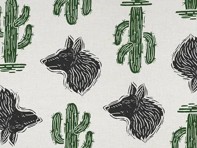 Desert Theme Surface Pattern Design | Linocut block print block printing illustration linocut pattern printmaking surface design surface pattern design