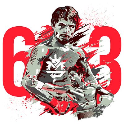 Pacman 63 boxing fanart illustration illustrator mannypacquiao pacman portrait print typo vector