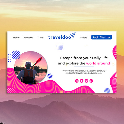 Travel art branding dailyui design designer designs flat landing page minimal travel ui ux web website