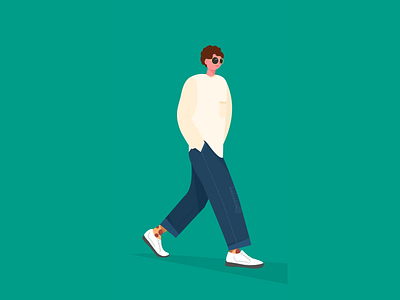 行走的小男孩 app branding design ui