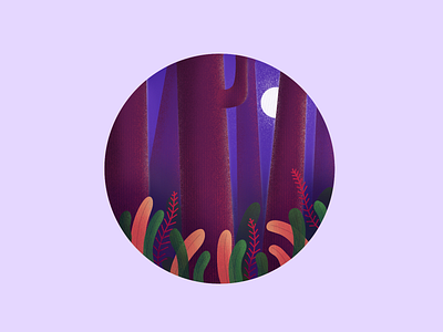 Forest Series 1 art blue brown color concept dribbble best shot flat illustration forest illustration ipad jungle night plants procreate purple series art shades texture trees