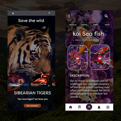 Save Tiger App animal app app design application dailyui design designer designs minimal mobile mobile app mobile design mobile ui modern ui ux