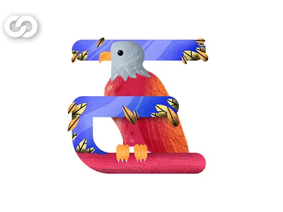 Letter "E" Eagle 2020 animal art artist bird color creative cute design eagle illustration illustrator letter trend vector