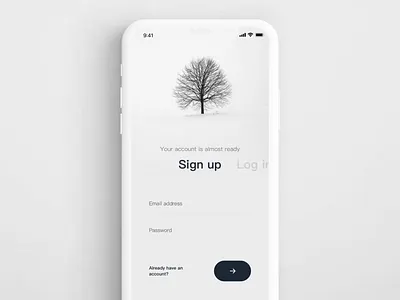 Authentication animation app authentication black and white clean daily ui 001 dailyui email flat ios iphone login minimal minimalist mobile signup smooth transition ui ux