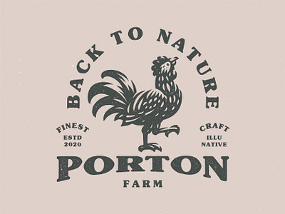 Porton Farm animal art bold branding identity buy buy logo chicken farm farmer ikhwan noor hakim illustration logo logo for sale mark mill nature negativespace retro rooster vintage