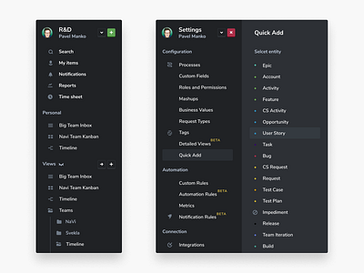 Left menu agile clean menubar targetprocess ui ux web