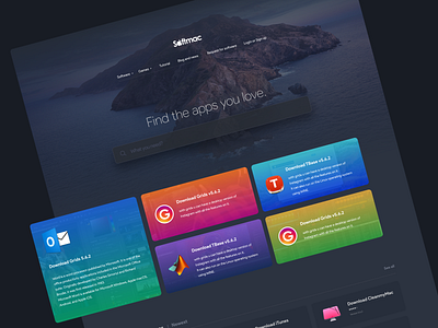 SoftMac Web UI Design appstore art black catalina clean design download flat landing macbook macos