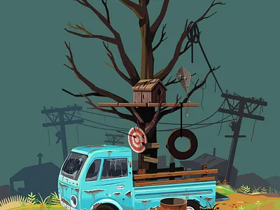 Old abandoned car blue car cartoon green illustration inkscape old oldschool rusty teal vehicle