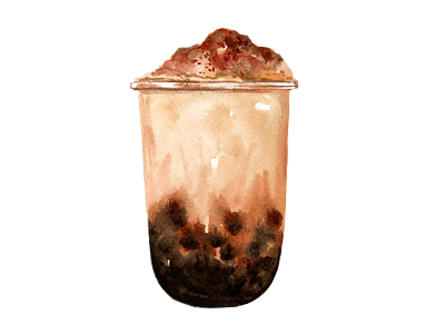 Bubble Tea watercolor branding bubble tea cute design element icon illustration logo png sticker watercolor