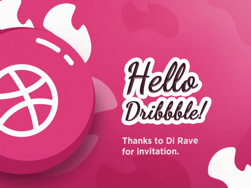 Hello Dribble after effects animation banner debut hello dribble illustration invite thanks