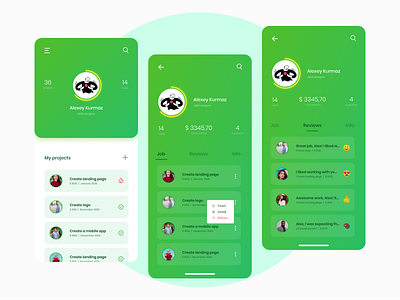 Freelance App - List of tasks and total earnings application application design dribbble emojis freelance iphone task list ui ui app uidesign ux ux design vector