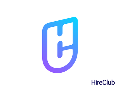 HireClub Logo Design (HC Monogram) brand identity branding business social media web hire hr hiring department letter h c combination logo mark symbol icon people group team purple gradient tech technology