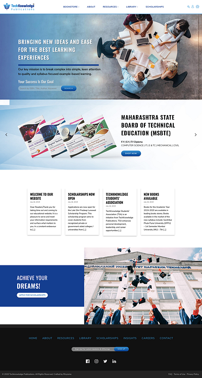 Techknowledge Publications home page branding design minimal typography ux website