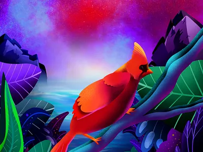 Bird design grainy illustration landscape procreate procreate app procreate brushes procreateapp