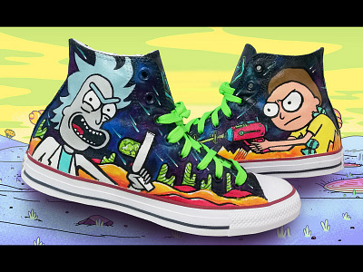 RICK AND MORTY x CONVERSE SNEAKER CUSTOM art cartoon converse design illustration paint photoshop rick and morty shoe custom sneaker sneaker custom sneaker illustration