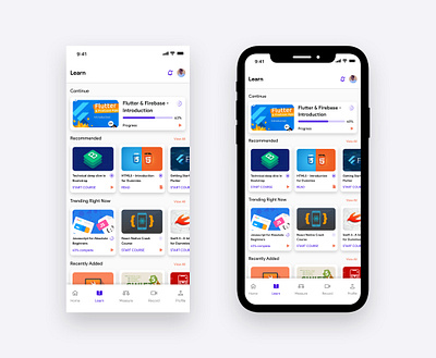 Levelup Learning App - Learn Screen app design course mobile app e learning education education app ios app iphone app design learning app learning platform mobile app design online course ui design user inteface
