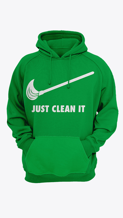 Merch design | Just clean it 2020 trend brand manipulation branding cloth clothing design clothing print creative branding creative design design hoodie hoodie mockup illustration merch merch design nike nike cloth vector