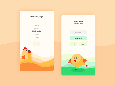 Easter Game App app app design chicken colors easter easter egg game game design happy loading start screen ui