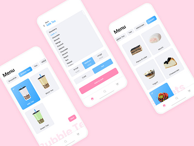 Daily UI Challenge #043 - Food/Drink Menu bubble tea daily ui daily ui 43 daily ui challenge drink app drink menu milk tea sweets ui ui design