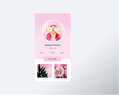 Social Media Profile Design #DailyUI app branding dailyui design design app graphic design pink ui uichallenge