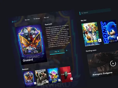 streaming service concept - zulu app design figma flat minimal movie netflix streaming service ui ui design ux web design webdesign website