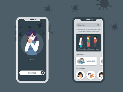 Covid Self-help App UI app concept app ui clean ui coronavirus design illustration latest ui trending ui ui